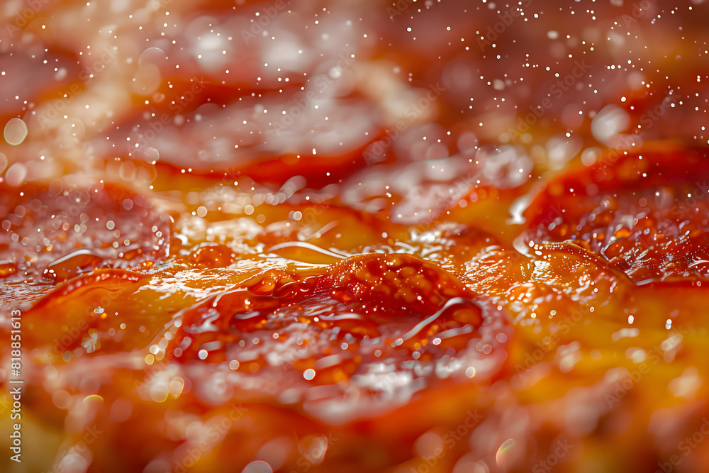 ultra-close shot of pepperoni pizza ultra-close shot of pepperoni pizza