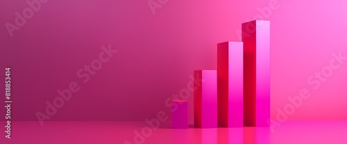 A sleek and modern side view of a simple bar graph in bright pink color  showcasing data with simplicity and clarity  captured with HD quality.