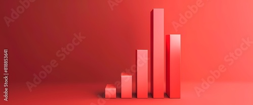 A sleek and modern side view of a simple bar graph in bold red color  showcasing data with simplicity and clarity  captured with HD quality.
