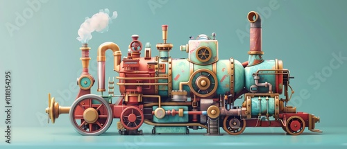 Adorable pastelcolored machinery with intricate details © HADAPI