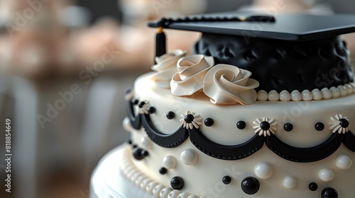 Graduation Cake A closeup of a beautifully decorated graduation cake2 photo