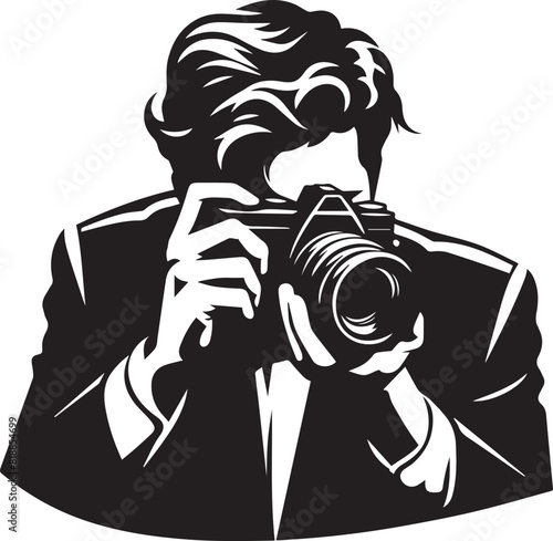 Photographer vector silhouette illustration. Photographers silhouettes collection isolated on white. Vector illustration