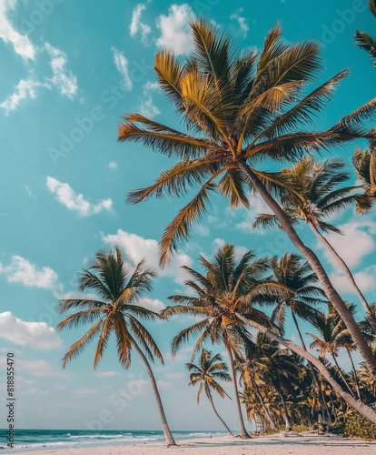 palm trees on a beach in the summer
