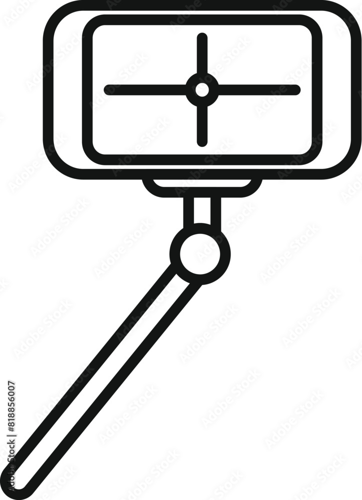 Simplified minimalist line art vector illustration of a selfie stick icon in monochrome. Isolated black and white. Flat modern design. Perfect for web and app user interface Simplified minimalist line art vector illustration of a selfie stick icon in monochrome. Isolated black and white. Flat modern design. Perfect for web and app user interface