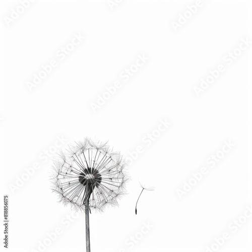 profile view of a beautiful dandelion flower isolated on white background