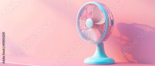 Playful mechanical device in pastel colors with a fan