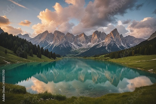 Majestic Mountain and lake Landscape During Golden Hour
