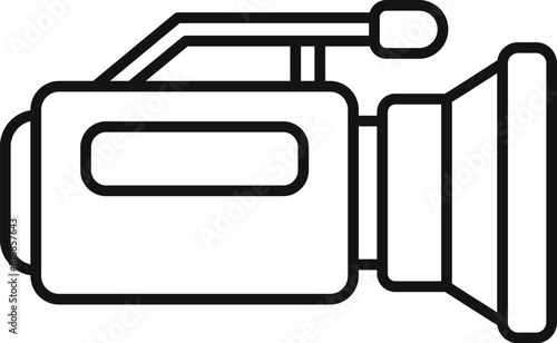 Outline vector illustration of a professional video camera, perfect for media and film related graphics