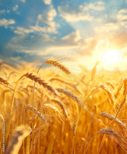 field of wheat under sun