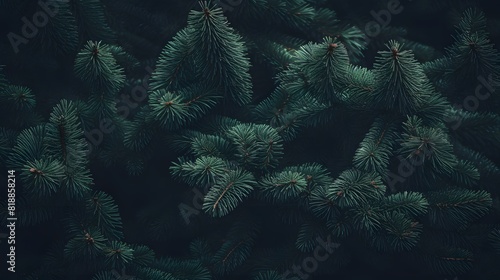 Green pine tree branches. Generative AI.