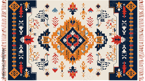 Traditional Moroccan rug kilim mat with geometric pat
