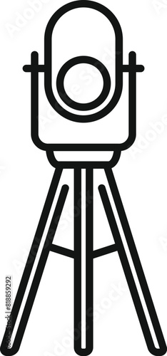 Black and white line art of a modern theodolite used for surveying and engineering