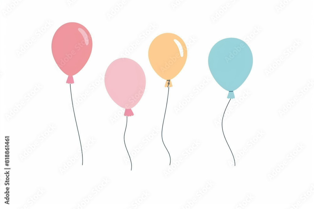 Birthday Balloons Background, vector, ultra simple design, isolated on white background