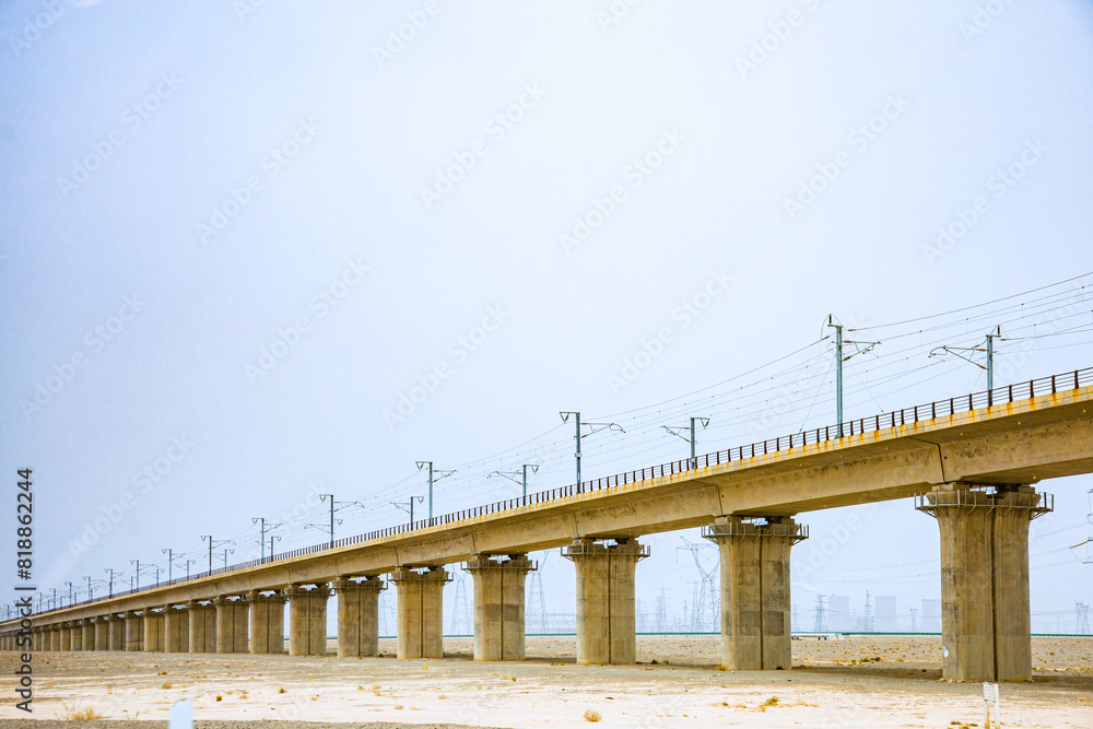 Jiuquan City, Gansu Province - Roads and power generation facilities in the Gobi Desert Jiuquan City, Gansu Province - Roads and power generation facilities in the Gobi Desert