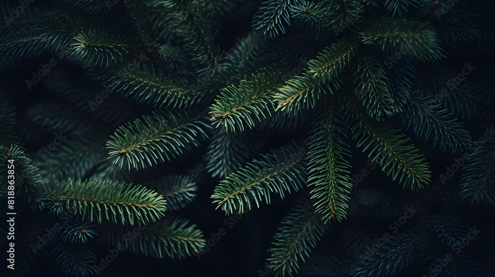 Green pine tree branches. Generative AI.