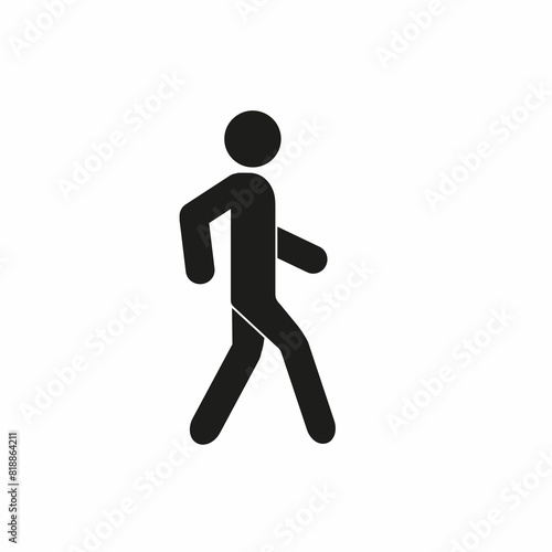 man walking, pictogram, flat  illustration, silhouette of a human figure