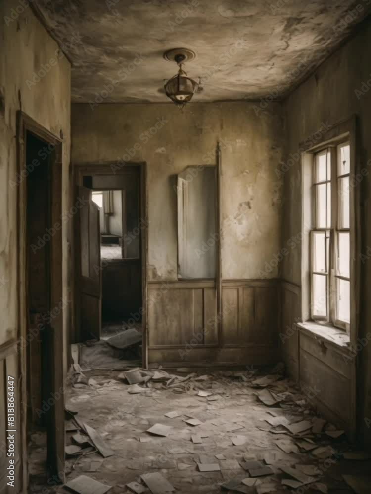 Inside an abandoned house, a haunted place Inside an abandoned house, a haunted place