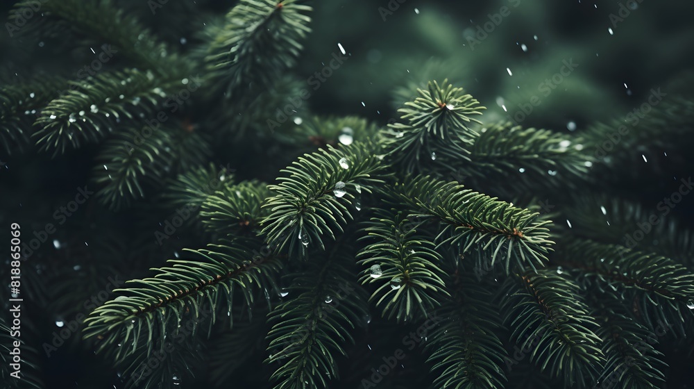 Green pine tree branches. Generative AI. Green pine tree branches. Generative AI.