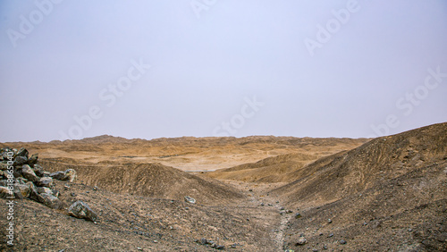 Jiuquan City, Gansu Province - Roads and power generation facilities in the Gobi Desert photo