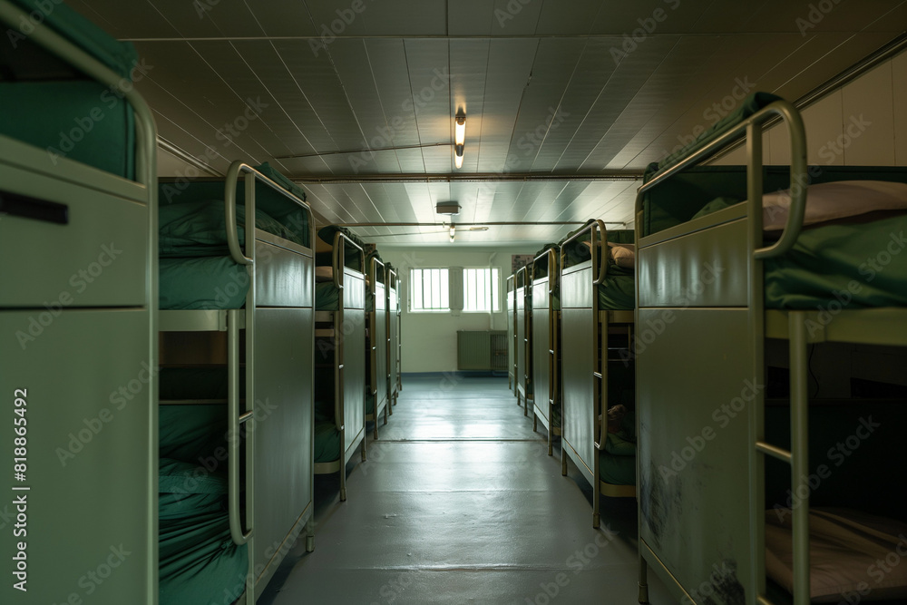 modern military barracks without people ultra realistic photo