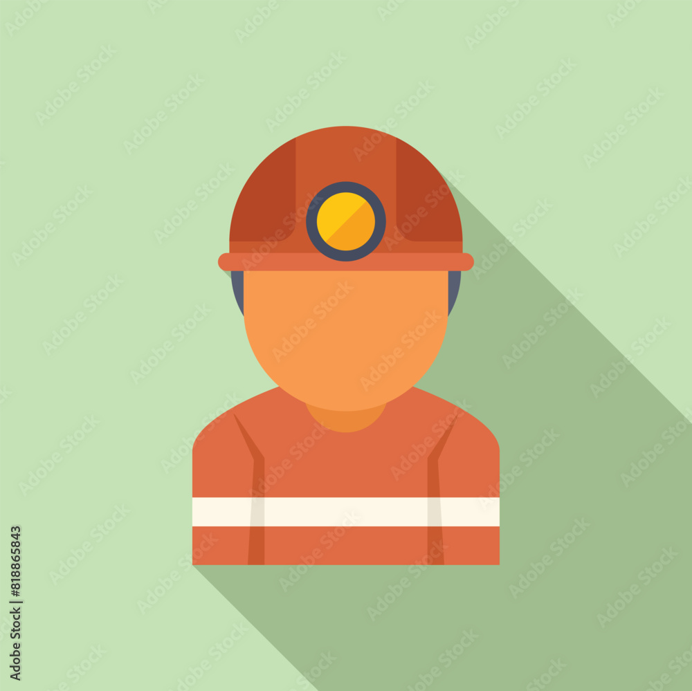 Cartoon miner avatar icon with yellow safety helmet and headlamp in flat design representing a professional occupation in the mining industry Cartoon miner avatar icon with yellow safety helmet and headlamp in flat design representing a professional occupation in the mining industry