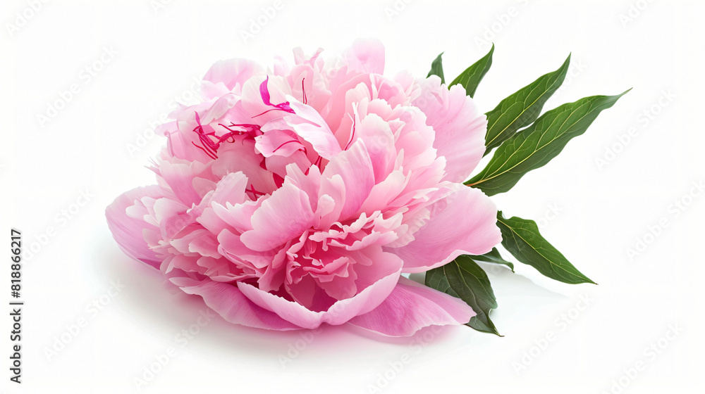 Beautiful pink peony flower isolated on white background
