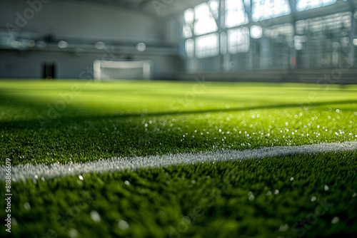 modern soccer pitch without people ultra-realistic photograph