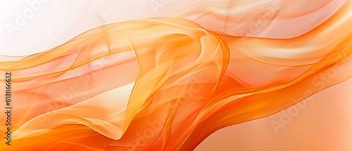 Silky orange fabric with smooth, flowing waves and soft folds creating abstract background . 3d rendering