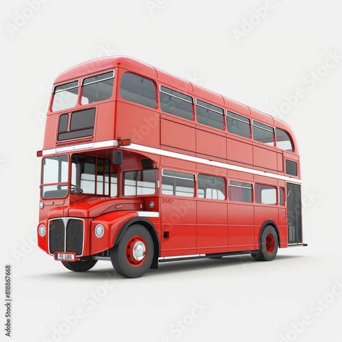 New year bus on white or transparent background