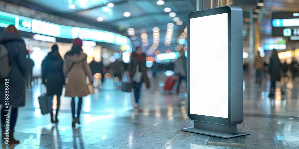 A blank white billboard in airport lobby, A blank white billboard in airport lobby,
