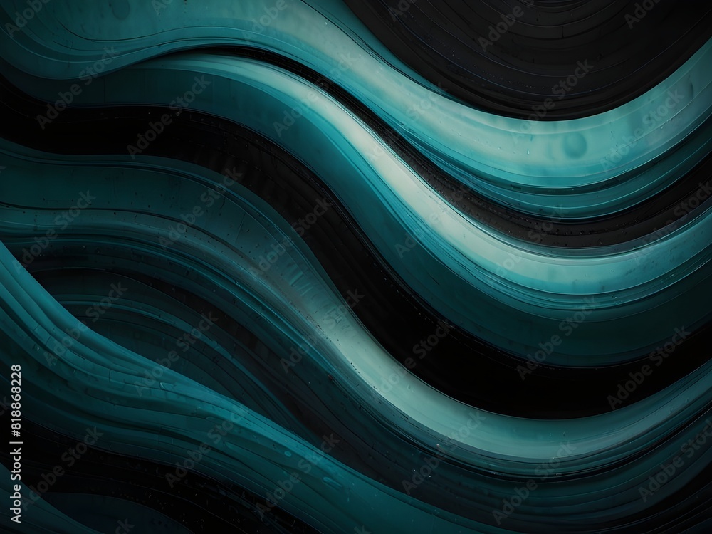 Abstract waves, teal and black, fluid texture, generative AI Abstract waves, teal and black, fluid texture, generative AI