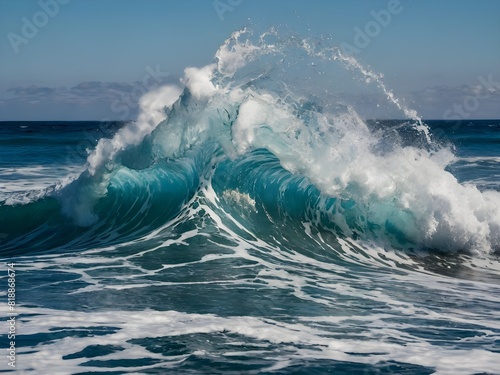 wave breaking on the beach Generative Ai  © Mdmostafijor
