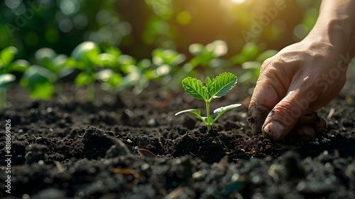 Gardener Planting Seeds in Freshly Tilled Soil Embracing the Energy of New Beginnings Concept