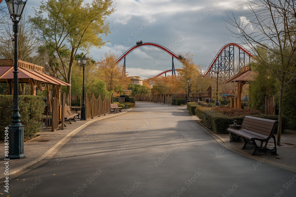 restricted access areas of theme parks without people