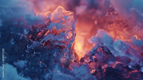 Polar Blaze: Frozen landscapes ignite with hues of warmth, creating a mesmerizing contrast. photo