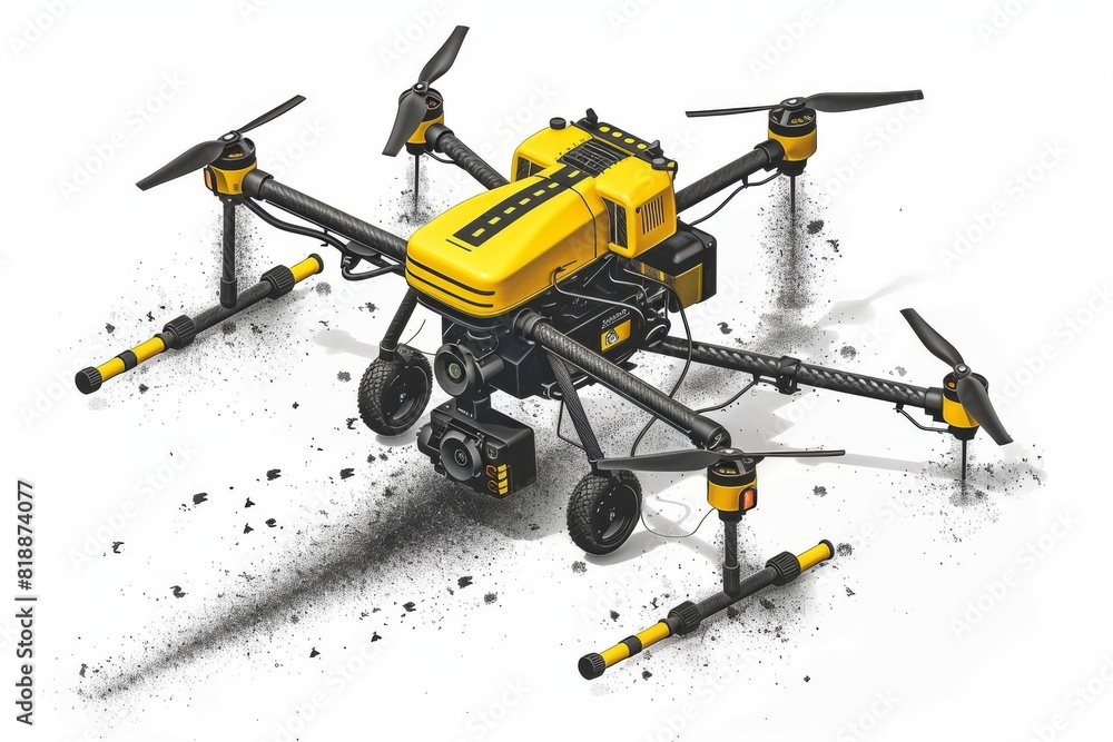 Drone crop management in small-scale farm layout with stock photo sensor for cultivation and drone spraying tools in smart farming. Drone crop management in small-scale farm layout with stock photo sensor for cultivation and drone spraying tools in smart farming.