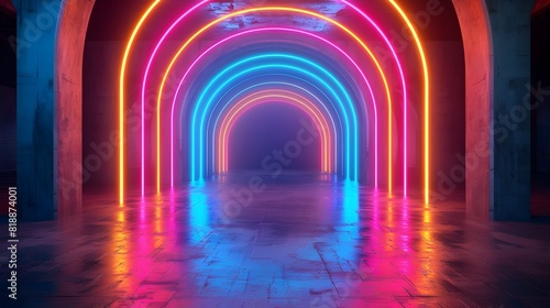Dazzling Neon Rainbow Arches for Festive Decor and Product Display