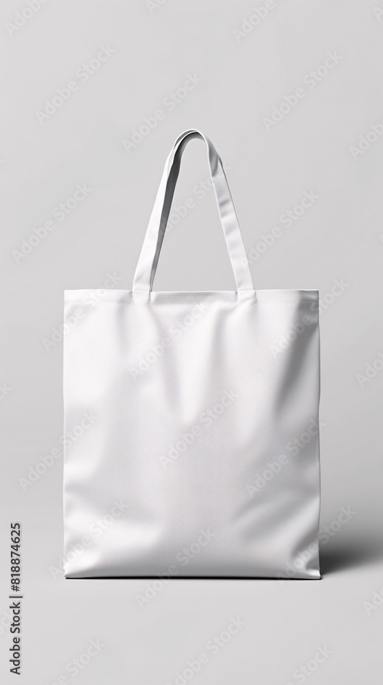 Blank empty white canvas tote bag mockup isolated on aesthetic background with natural shadow, for display design, eco friendly concept Blank empty white canvas tote bag mockup isolated on aesthetic background with natural shadow, for display design, eco friendly concept