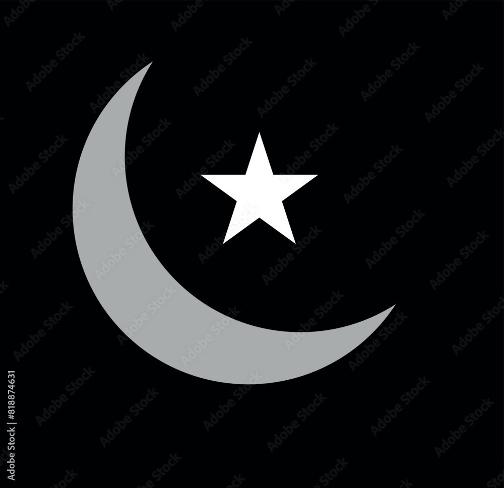 Moon and star. Black icon of moon for night. Pictogram of crescent and star. Logo for sleep and baby. Celestial symbol isolated on white background. Illustration for goodnight and ramadan. Vector Moon and star. Black icon of moon for night. Pictogram of crescent and star. Logo for sleep and baby. Celestial symbol isolated on white background. Illustration for goodnight and ramadan. Vector