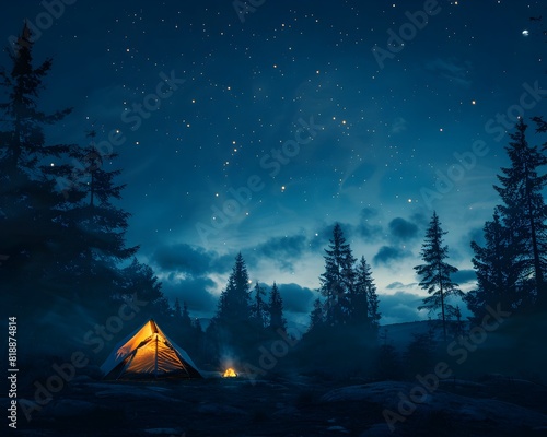 Mesmerizing Starry Night Backdrop for Outdoor Adventure and Nature Photography © Thares2020