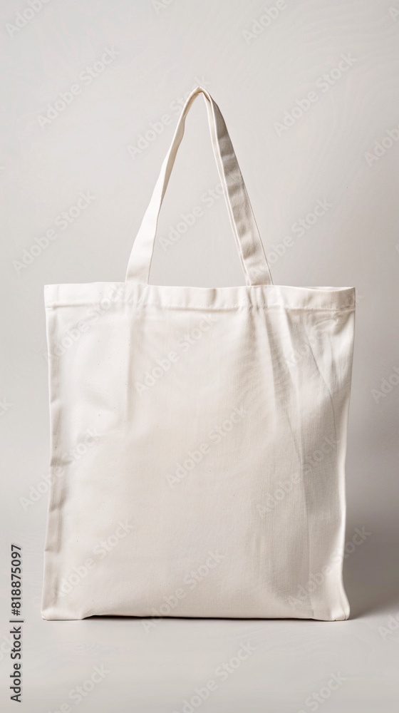 Blank empty white canvas tote bag mockup isolated on aesthetic background with natural shadow, for display design, eco friendly concept Blank empty white canvas tote bag mockup isolated on aesthetic background with natural shadow, for display design, eco friendly concept