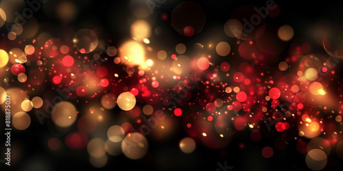 Wallpaper Mural abstract background with red and gold  bokeh lights and particles on black background , a gold and red  background with lights, banner Torontodigital.ca