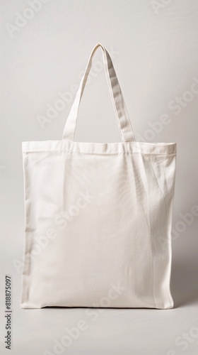 Blank empty white canvas tote bag mockup isolated on aesthetic background with natural shadow, for display design, eco friendly concept