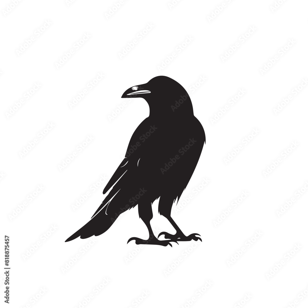 Fototapeta premium Raven in cartoon, doodle style. Image for t-shirt, web, mobile apps and ui. Isolated 2d vector illustration in logo, icon, sketch style, Eps 10. AI Generative