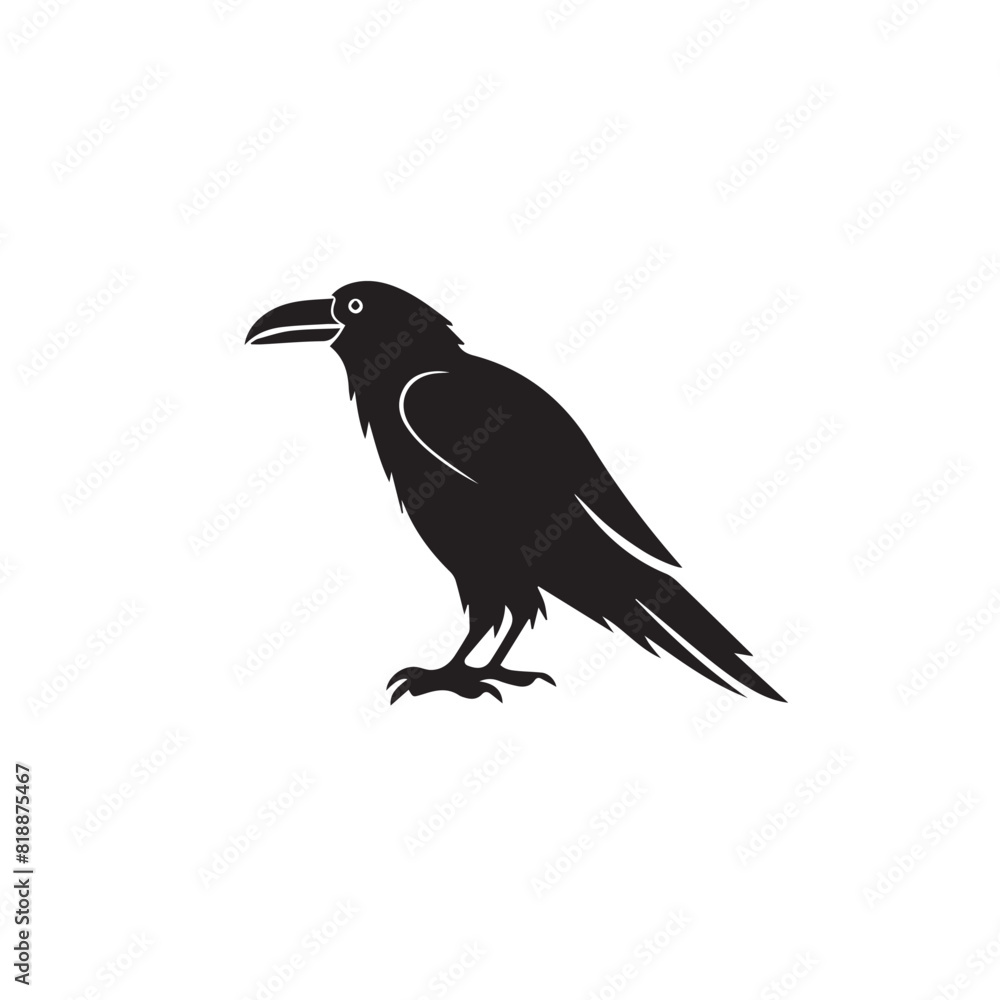 Fototapeta premium Raven in cartoon, doodle style. Image for t-shirt, web, mobile apps and ui. Isolated 2d vector illustration in logo, icon, sketch style, Eps 10. AI Generative