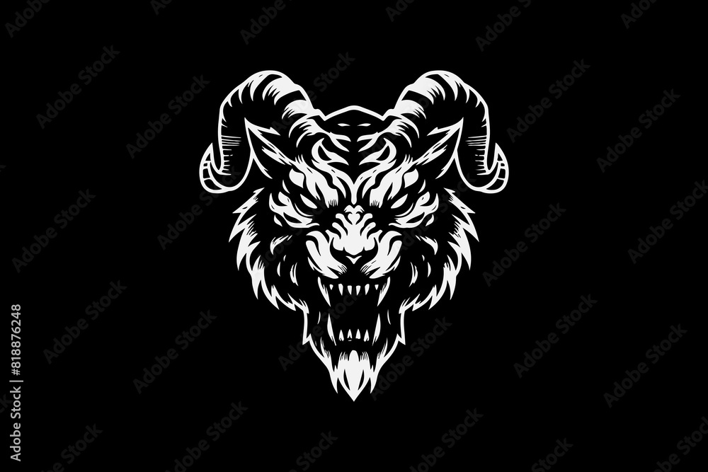 Fototapeta premium illustration of tiger with dark art vector template