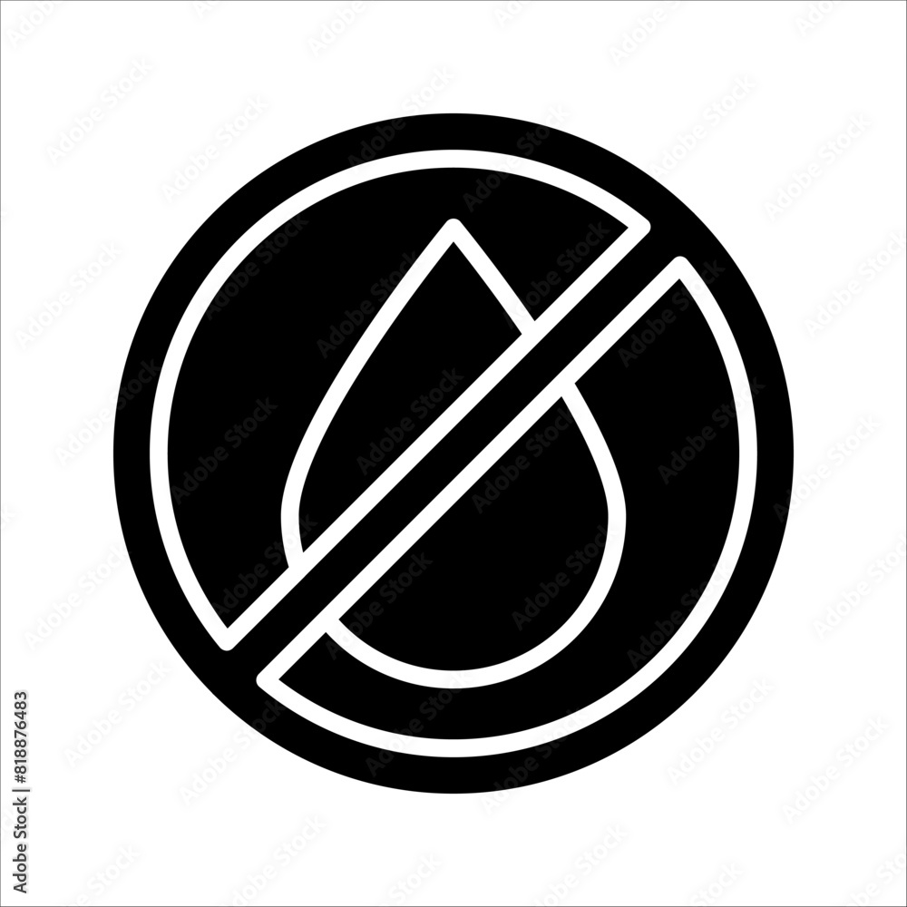 Drop slash, No water, No humidity, Water drought concept vector icon in line style design for website design, app, UI, isolated on white background. Drop slash, No water, No humidity, Water drought concept vector icon in line style design for website design, app, UI, isolated on white background.