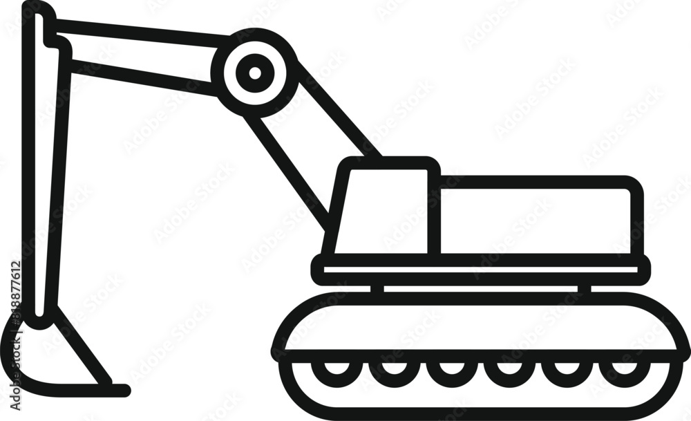 Detailed vector illustration of a simple excavator line art, perfect for construction, machinery, and engineering projects Detailed vector illustration of a simple excavator line art, perfect for construction, machinery, and engineering projects
