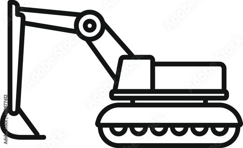 Detailed vector illustration of a simple excavator line art, perfect for construction, machinery, and engineering projects