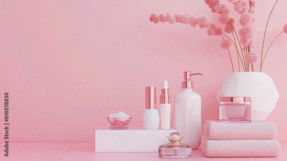 Chic Skincare Product Arrangement for Modern Body Care Marketing, Design for Print, Card, Poster Chic Skincare Product Arrangement for Modern Body Care Marketing, Design for Print, Card, Poster